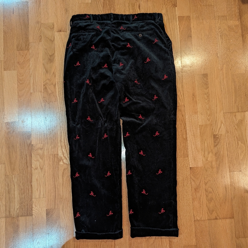 Polo by Ralph Lauren Black Corduroy Pants with Red Embroidery - Picture 3 of 16